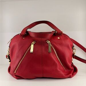 Pre Owned Michael Kors Red Pebbled Leather X body Handbag w/ Dustbag